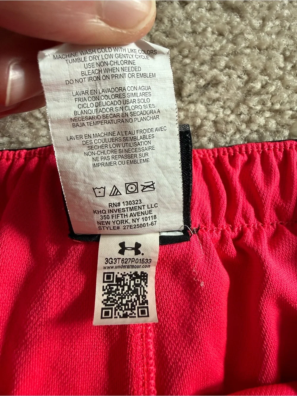 Under Armour Girls Bright Pink Athletic Shorts with Logo Waistband